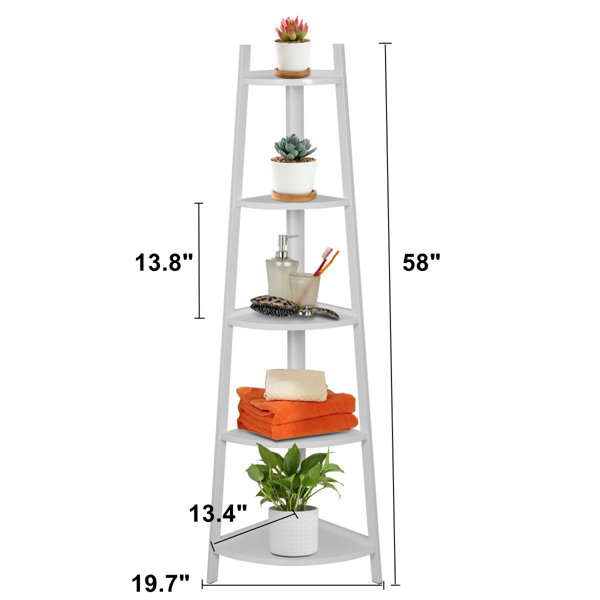 Latitude Run® Arye 58'' H x 19.7'' W Solid Wood Corner Bookcase